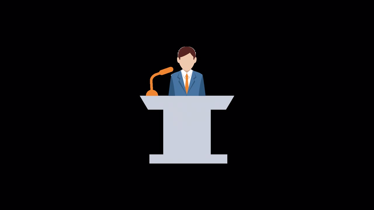 Animated Man Giving a Speech at a Podium