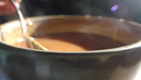 hot soup in a bowl