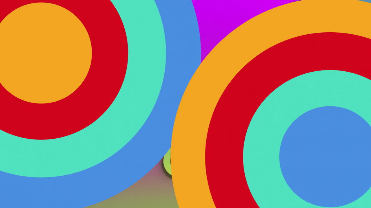 보라색 바탕에 다채로운 모양의 애니메이션