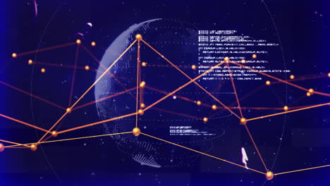 animación del procesamiento de datos y la red de conexiones en todo el mundo