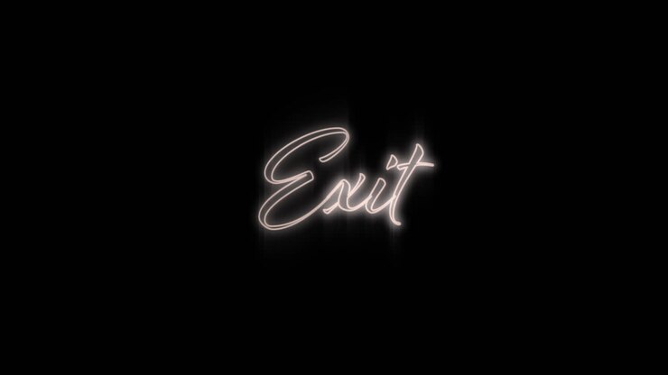 Emerging white Exit neon billboard 4k