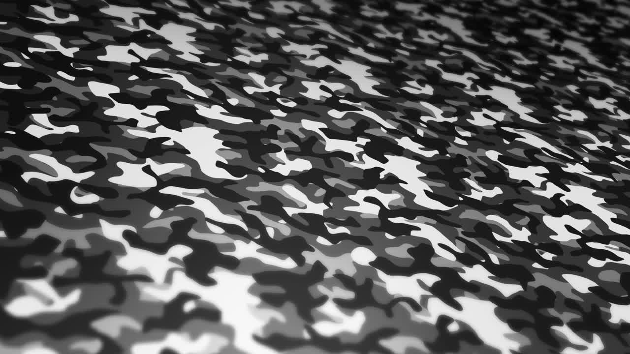 fondo de patrón de camuflaje blanco. concepto de uniforme militar. línea abstracta y textura de onda. animación de bucle.