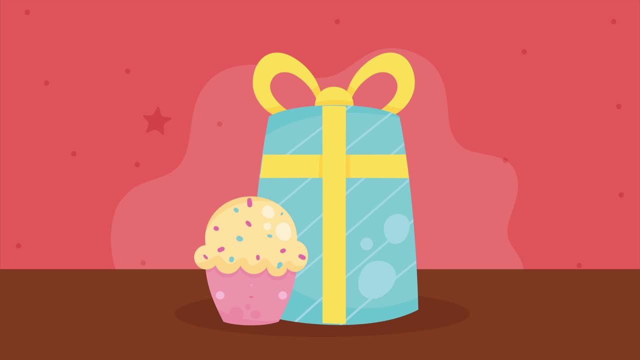 animazione di regalo in scatola blu
