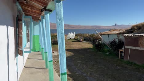 4k static shot captures georgian countryside and rural life, samtskhe-javakheti region, near paravani lake