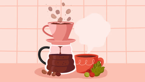 una animación de una ilustración plana para la celebración del día internacional del café