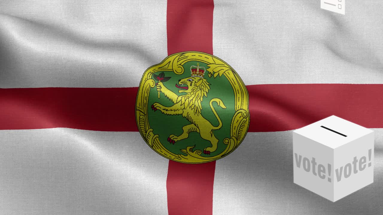 알더니 선택을 위한 투표용지 - 발 앞에 있는 투표함 - 선거 - 투표 - 알더니의 발 - 알드니 발 높은 세부 사항 - 국가 발 알드니 파동 패턴 루프 가능한 요소 - 직물 질감과 끝없는 루프