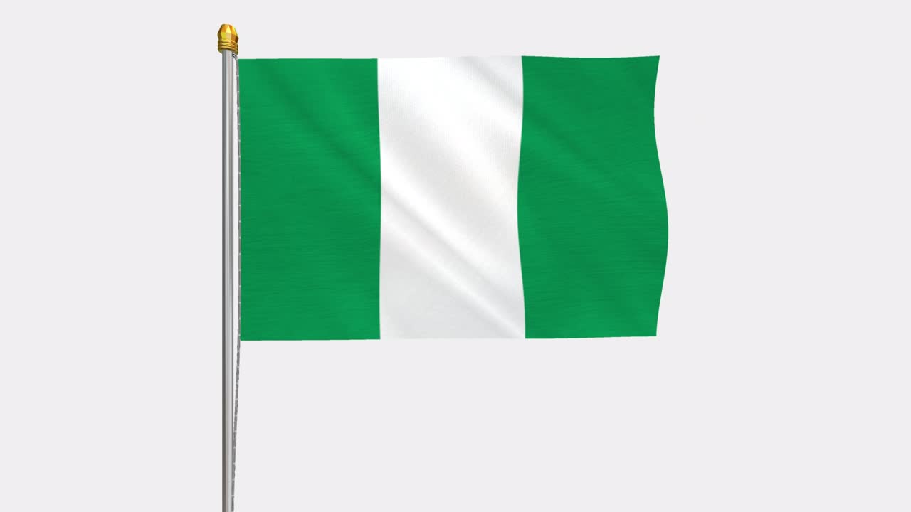 video de bucle de la bandera de nigeria revoloteando en el viento, video en cámara lenta de 4k, con canal alfa