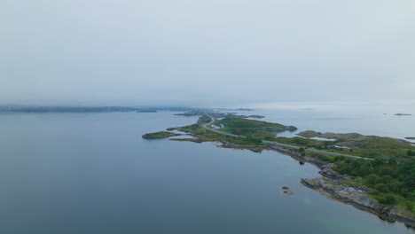 Norway-national-scenic-route-along-famous-Atlantic-Ocean-Road,-aerial