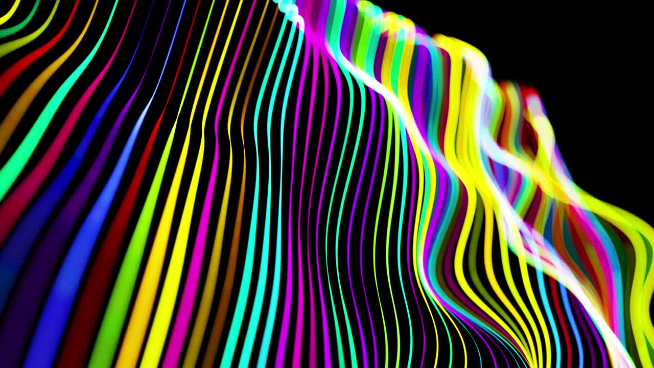 fondo abstracto brillo líneas multicolores forman superficie. hermosas líneas curvas como hermoso fondo creativo en bucle en 4k