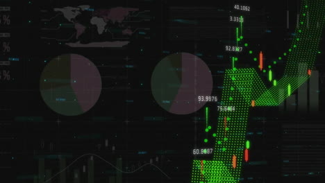 Animation-of-data-processing-and-statistics-over-dark-background