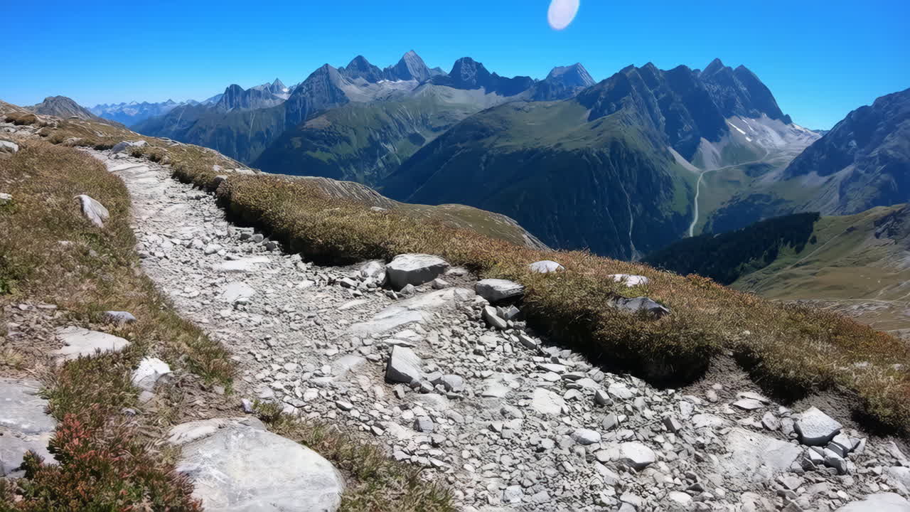 Hiker on a scenic mountain trail