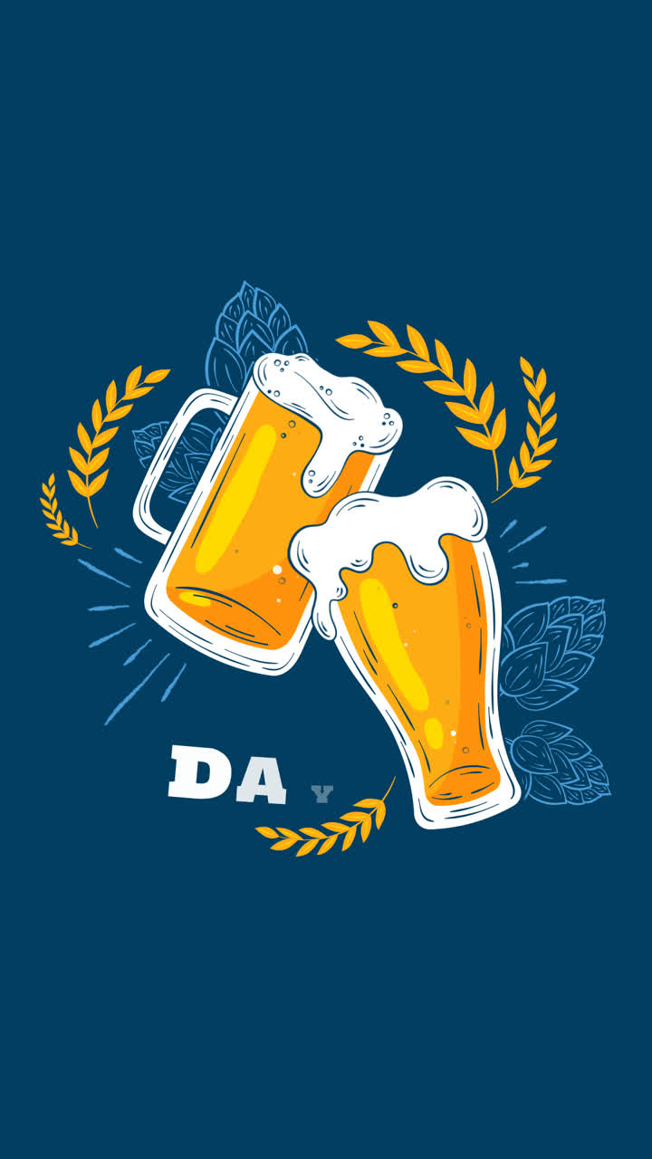 An animation of Hand drawn international beer day illustration