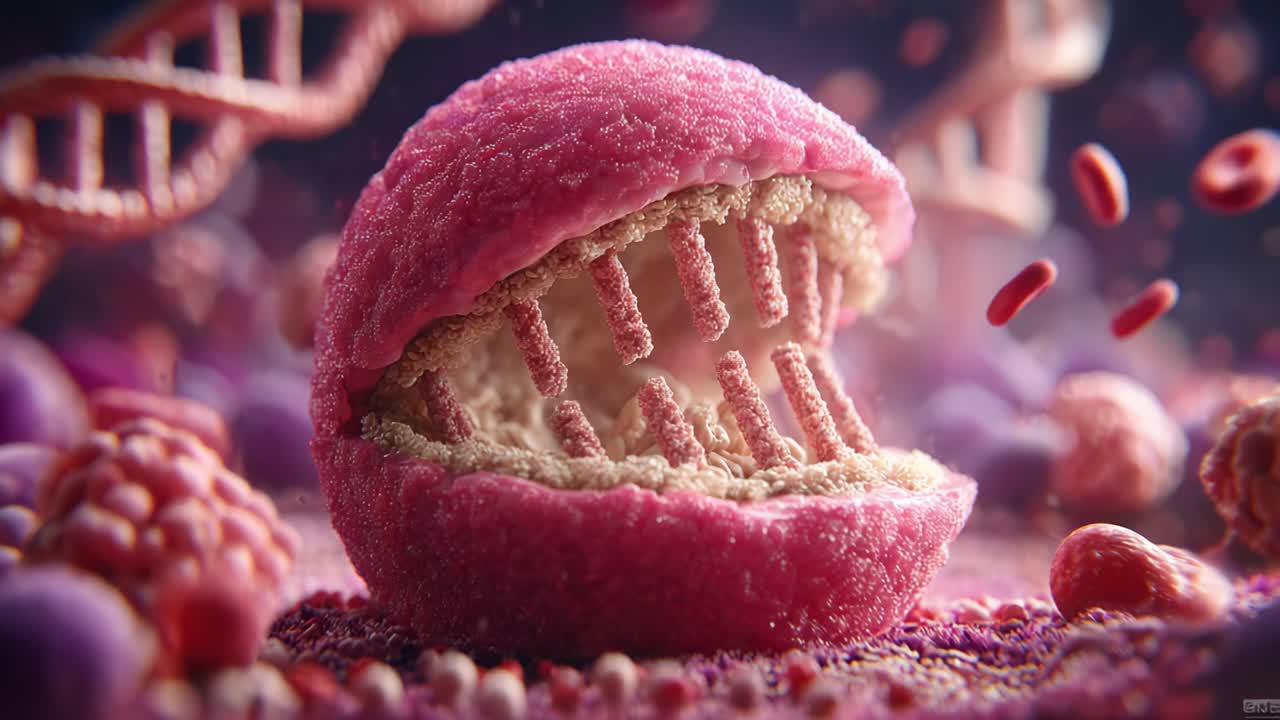 A Stunning Close-Up of a Cellular Structure: Exploring the Intricacies of Life at the Molecular Level Through Vibrant Colors and Intricate Designs