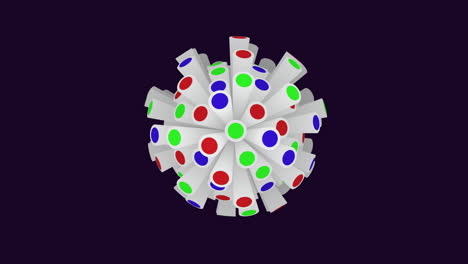 modelo de bola 3d de puntos de polca coloridos en fondo negro