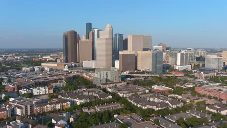 aerial of downtown houston and surrounding area