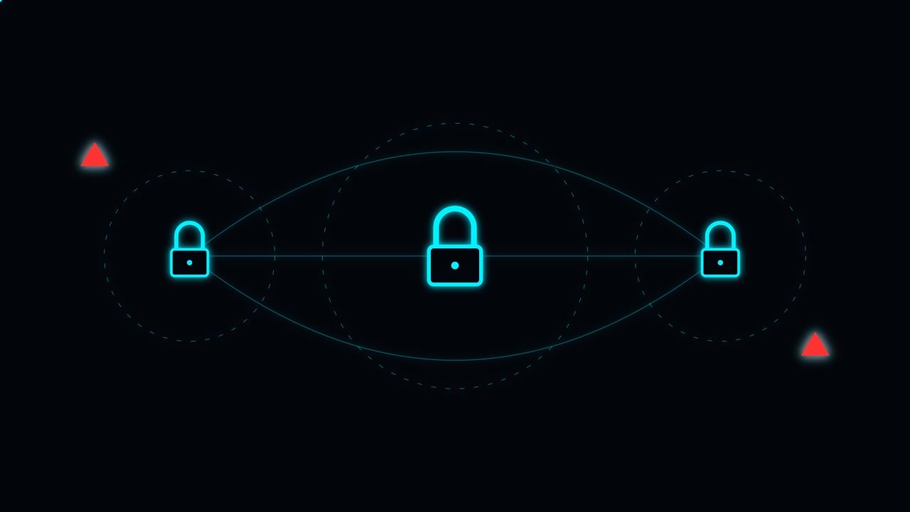 Digital Security Concept with Glowing Connected Padlocks