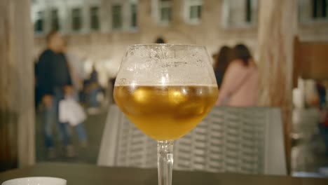 glass of beer in belgian bar