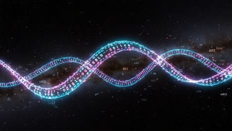 an abstract representation of data waves in a cosmic environment featuring vibrant colors and binary patterns reflecting the essence of digital communication