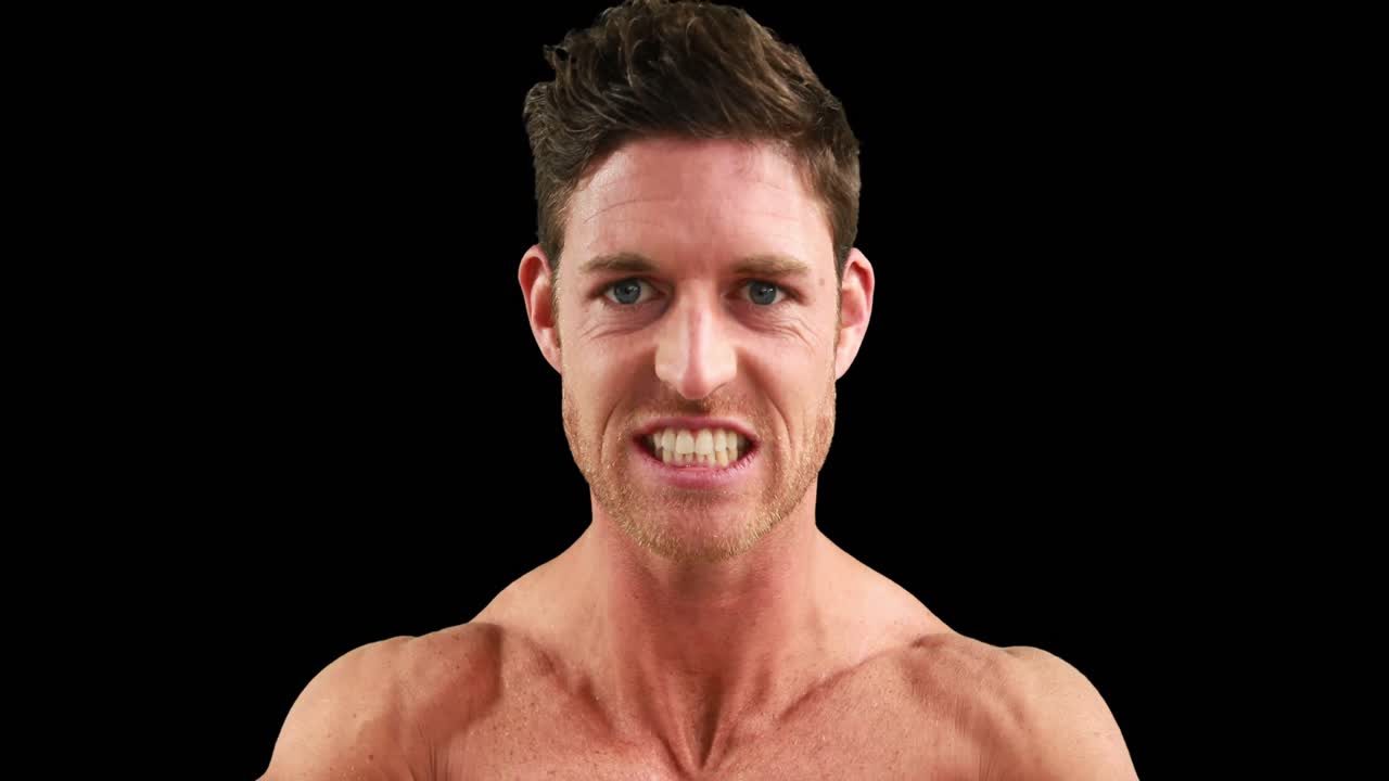 Bodybuilder flexing for the camera