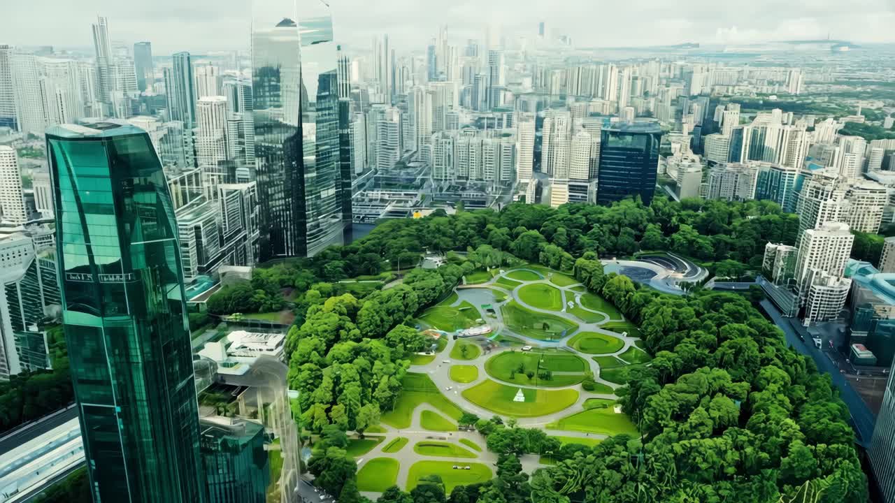 현대 도시 공원 공중 사진