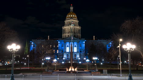establishing night time lapse of colorado state capitol building, denver