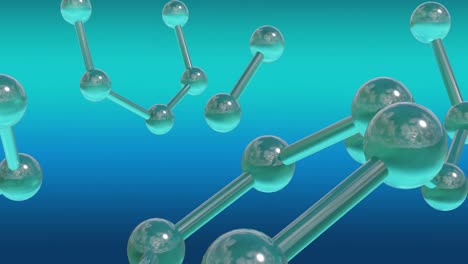 animación de micro 3d de moléculas en fondo verde y azul