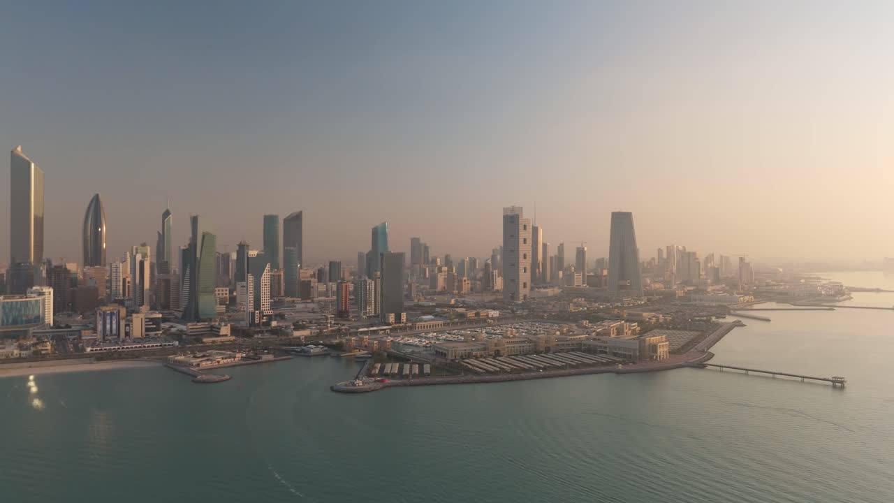 City view from Sharq beach, historic waterfront district, Kuwait, Middle East