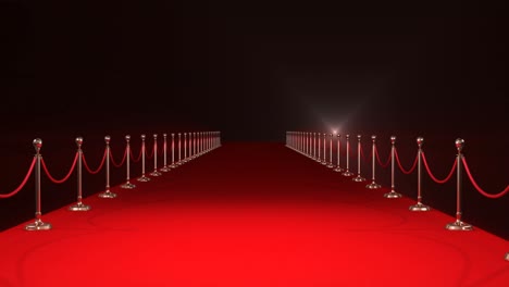 long red carpet with spotlights against red background