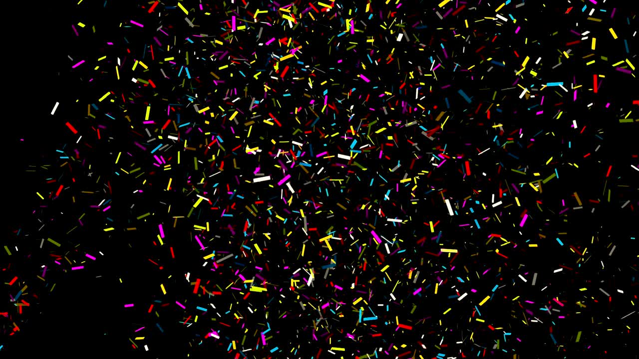 confeti colorido sobre un fondo negro