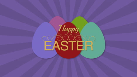 Primer-Plano-Animado-Feliz-Pascua-Texto-Y-Huevos-En-Púrpura