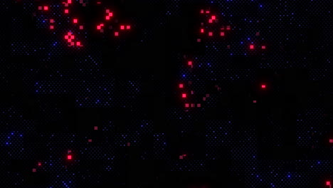 eye-catching checkerboard vibrant red and blue dots on a bold black background