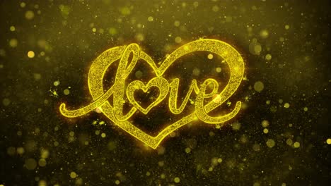 golden glitter heart with love