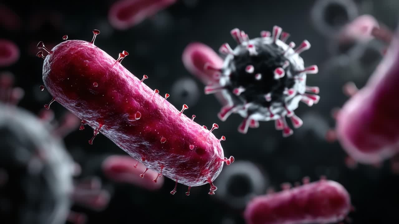 Microscopic Visualization of Bacteria and Viruses: A Stunning Look into the Complex World of Microorganisms Detailing Their Structures and Interactions
