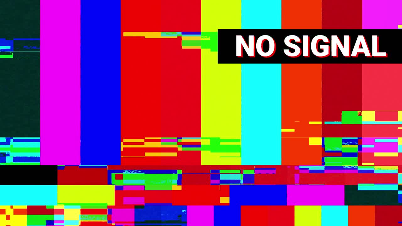 No Signal Glitch Screen with Colorful Bars