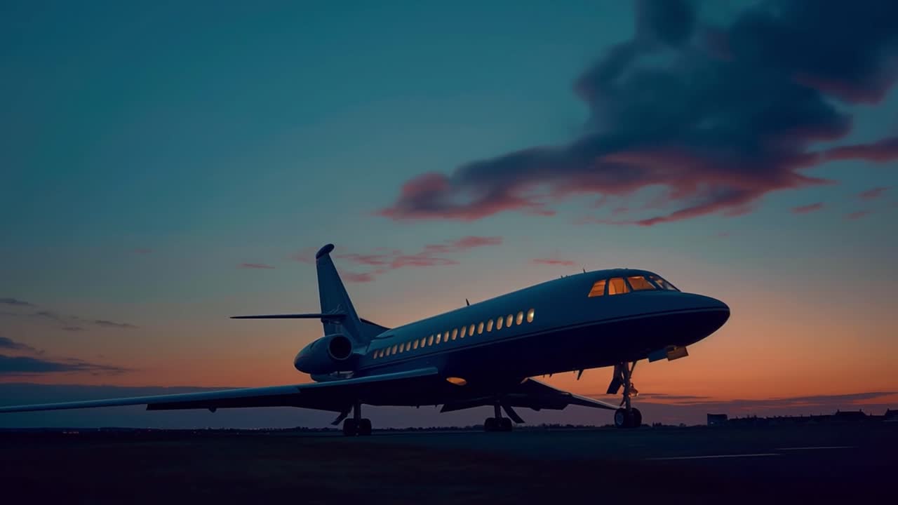 Private Jet at Sunset