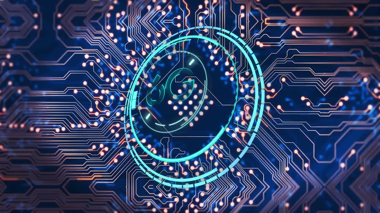 animación de texto 6g a través de una red de conexiones