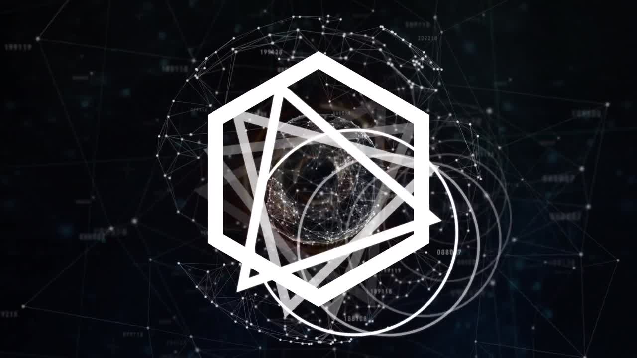 animación de formas que se mueven sobre una red de conexiones