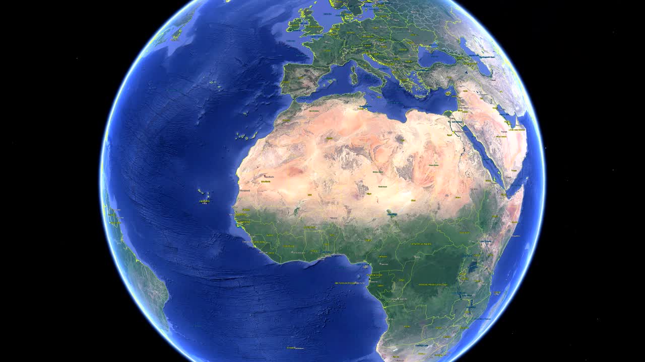 mauritania con bandera. tierra 3d en el espacio - zoom en mauritania exterior