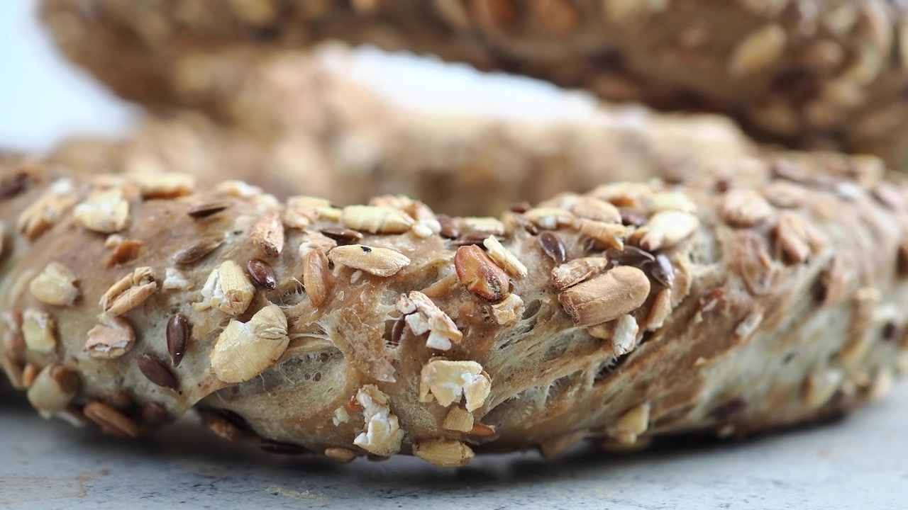 Close-up of a Freshly Baked Multigrain Bagel