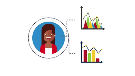 woman with statistics graphic information