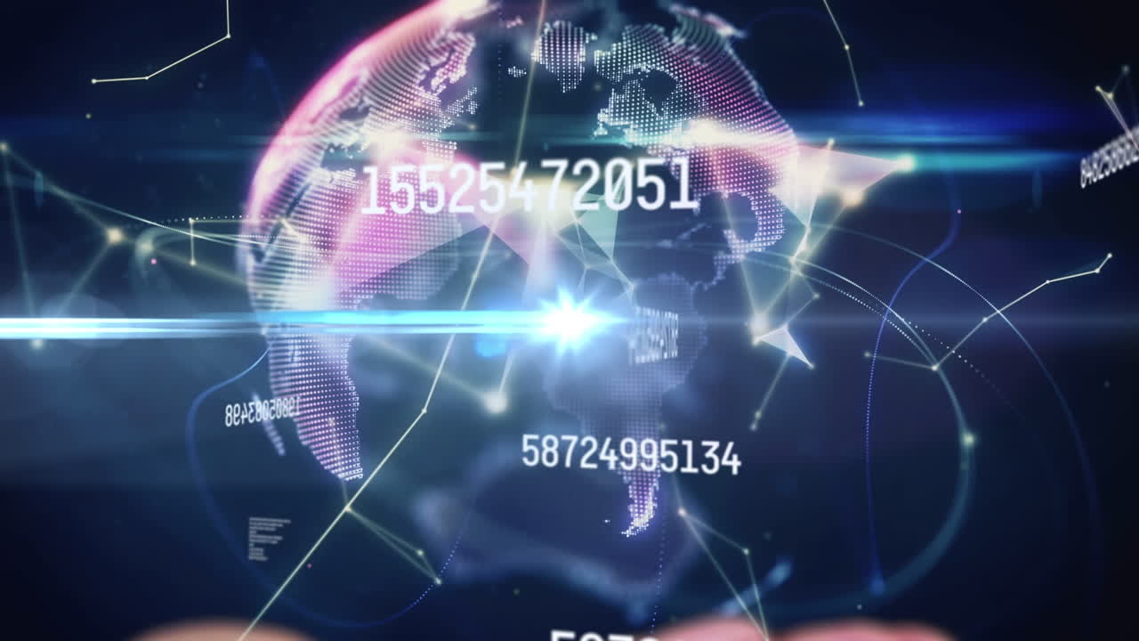 전 세계에 걸쳐 숫자 및 데이터 처리의 애니메이션