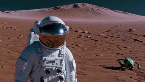 astronaut encounters an alien on mars
