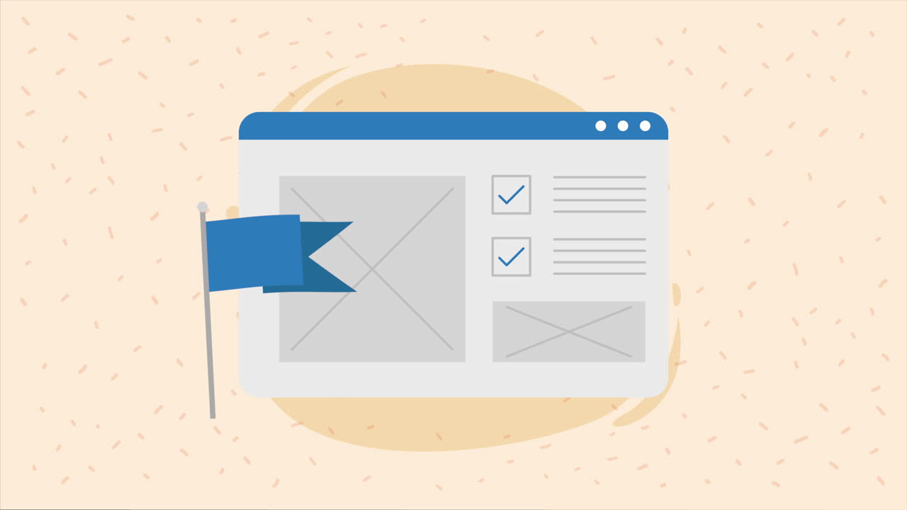prototipo de diseño de sitio web con lista de comprobación