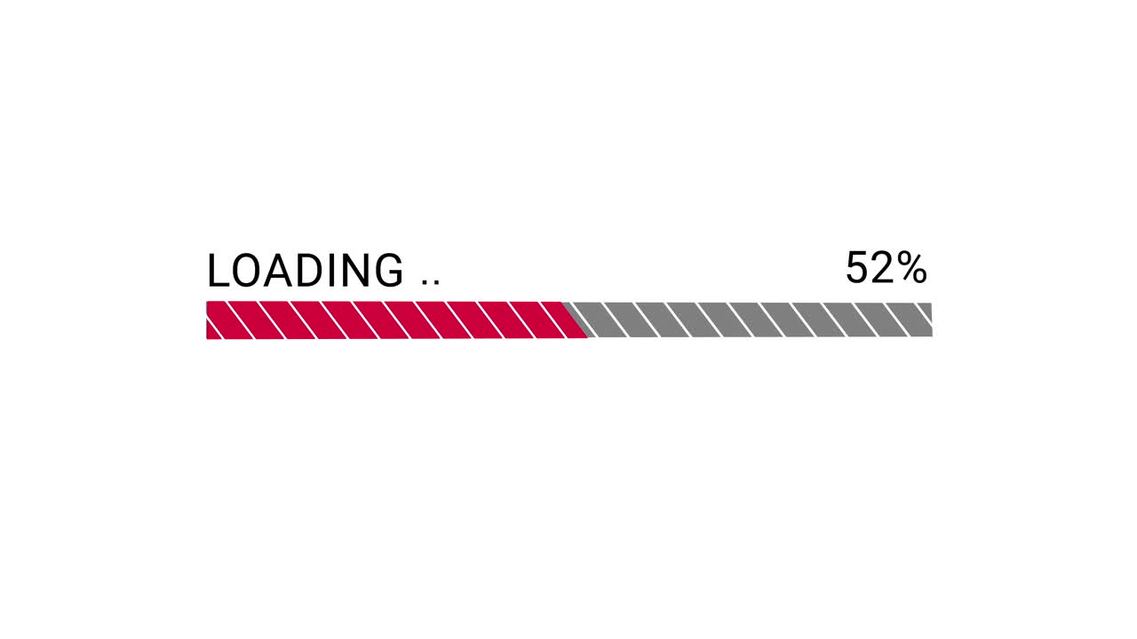 Digital Loading Progress Bar Animation on White Background