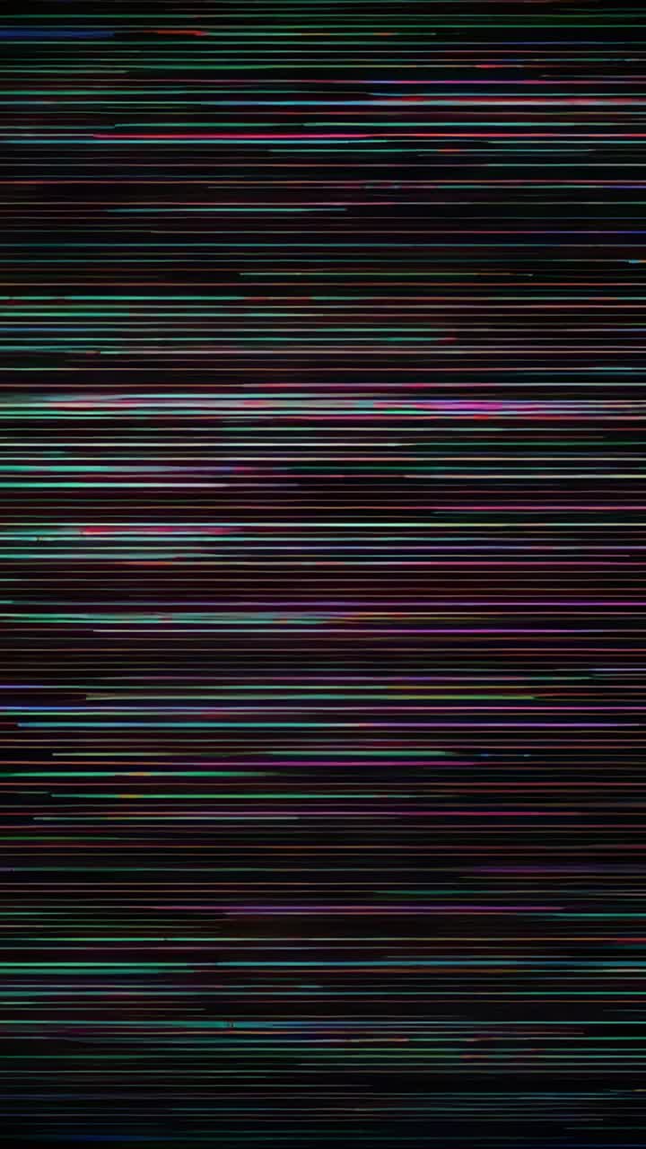 Vertical video: TV screen showing horizontal static stripes across entire frame after signal loss