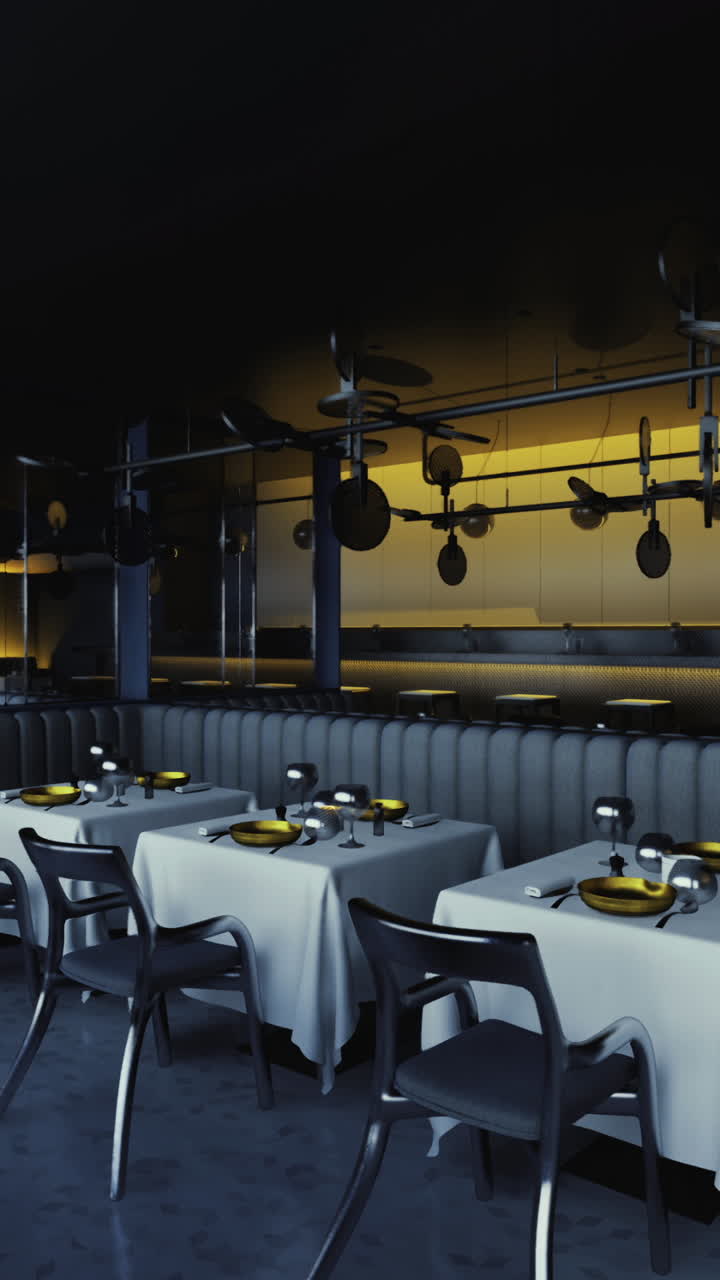 Elegant restaurant interior with modern design and ambient lighting