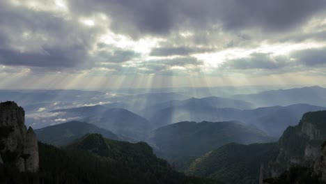 majestic mountain landscape with crepuscular rays