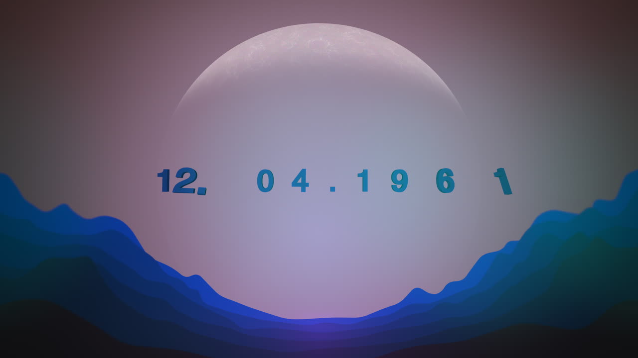 1961년 4월 12일 우주에 달과 푸른 산이 있는