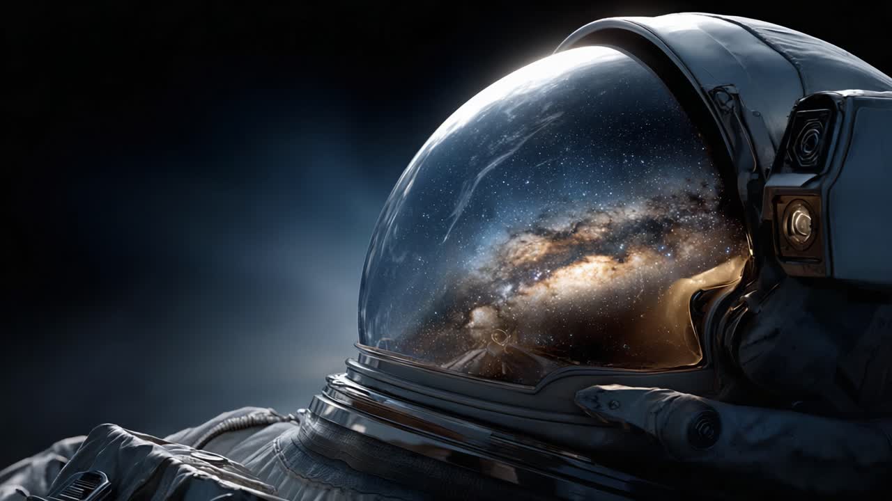 A Stunning Depiction of an Astronaut's Helmet Reflecting the Vastness of Space, Showcasing Stars, Galaxies, and the Endless Universe Beyond Our Planet