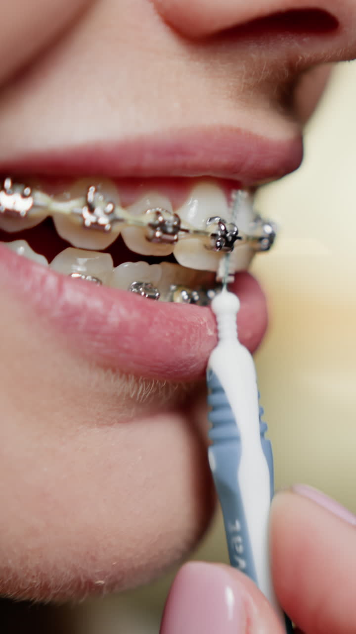 Cleaning Teeth with Braces Using Interdental Brush